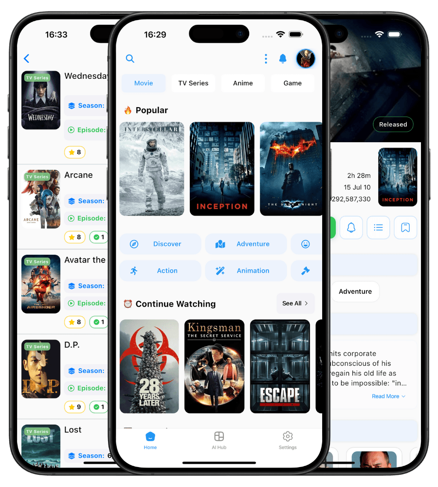 Mobile app interface screenshots